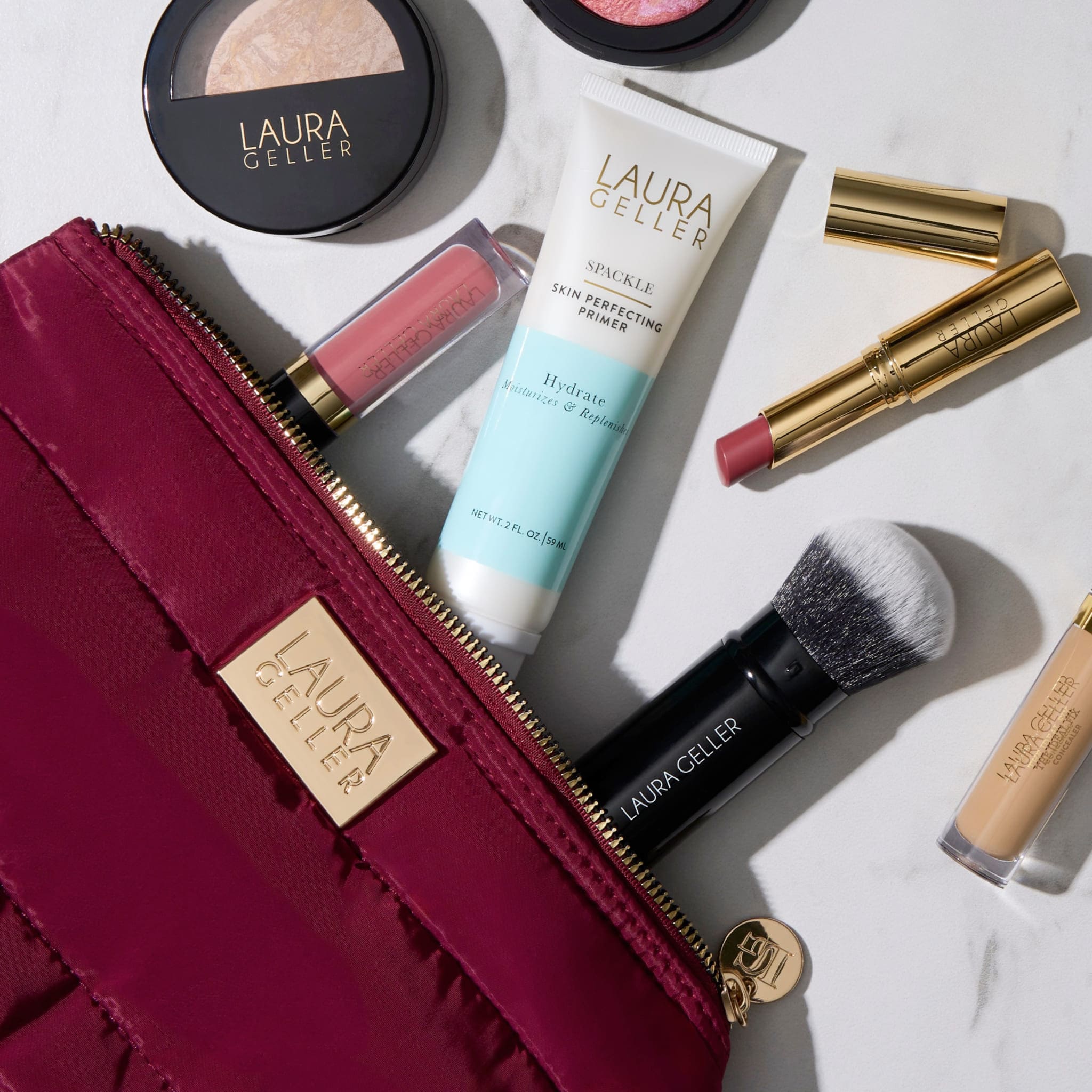 Quilted Makeup Bag with Brush Case. Burgundy - Image 7